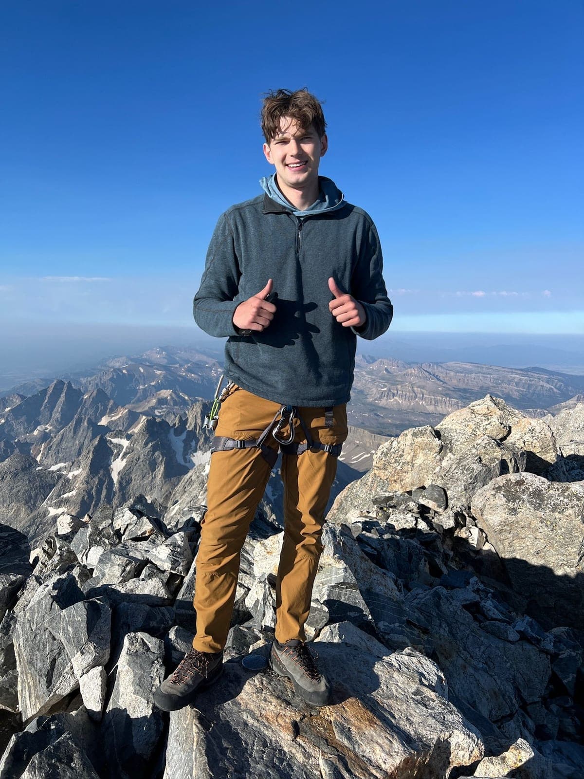 Dylan at the summit of the Grand Teton