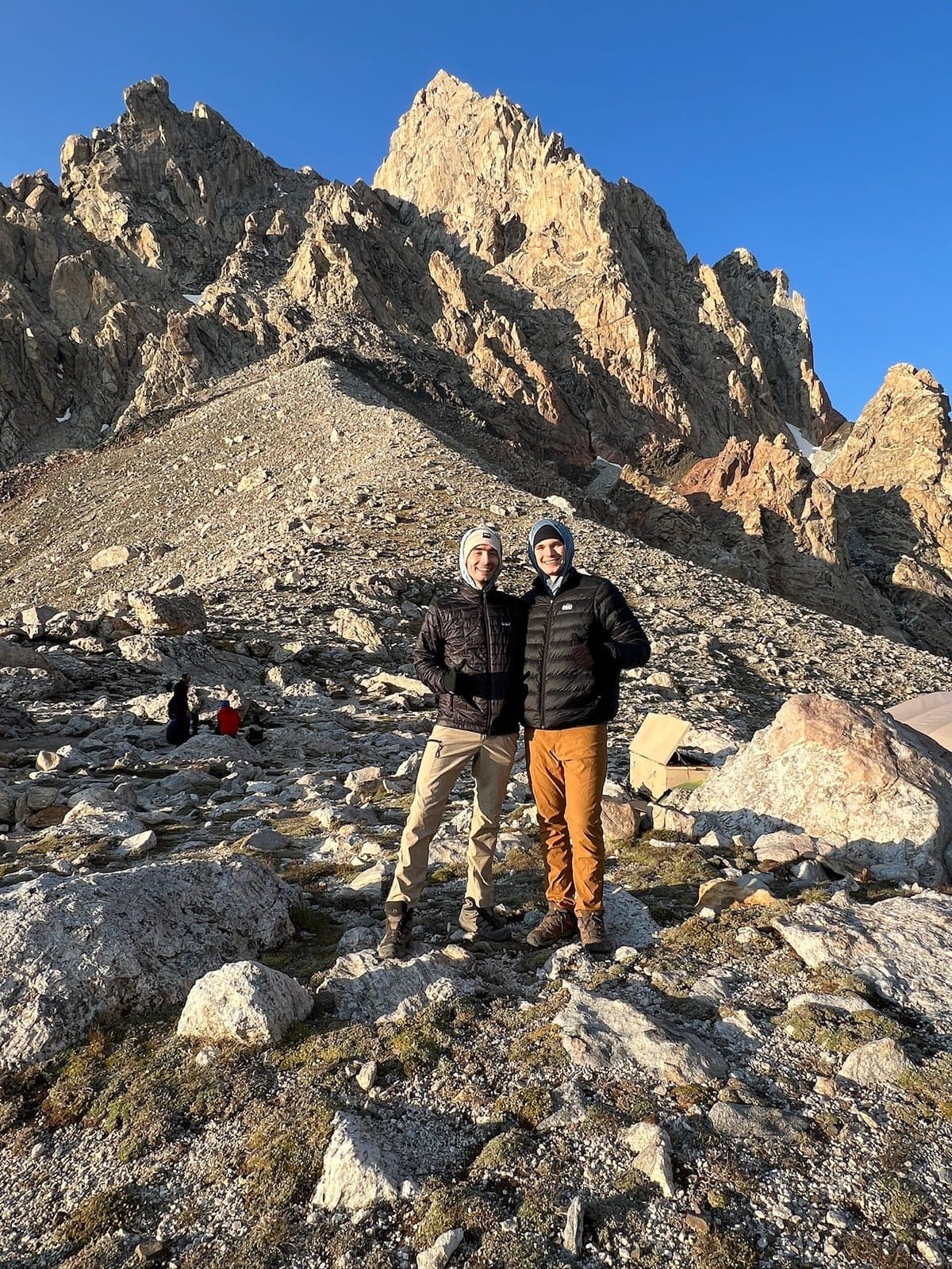 Two climbers at the Lower Saddle